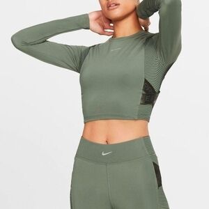 Nike Green Long Sleeve Crop Top